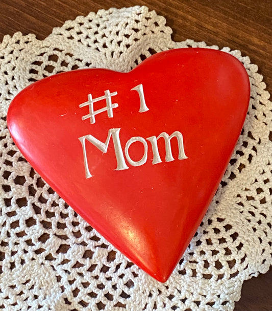 #1 Mom Soapstone Heart